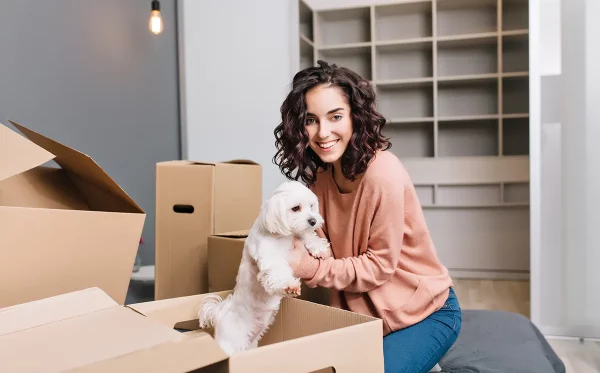 Vorbereitung für Umzug mit Haustieren und Transportbox